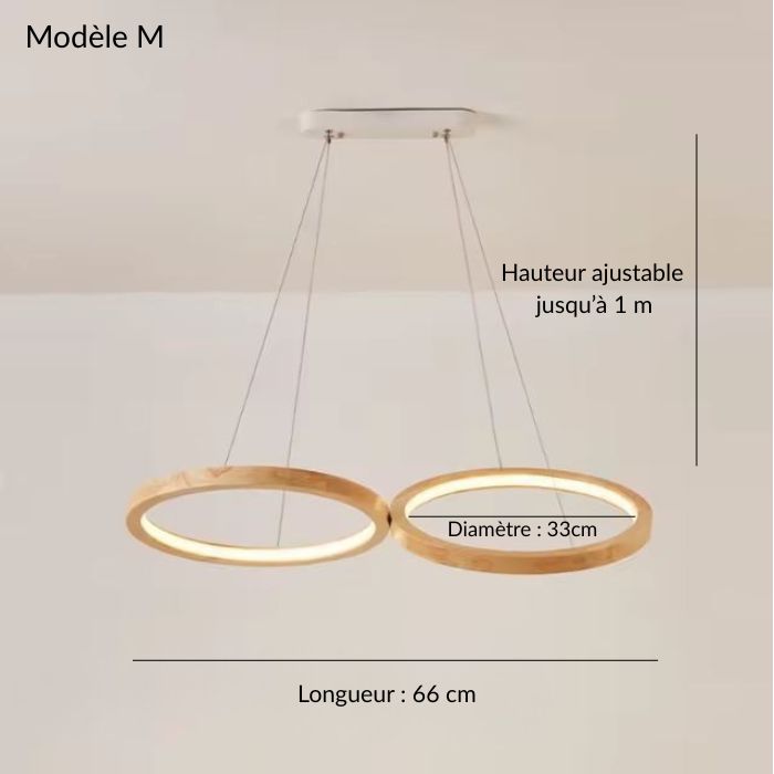 Suspension anneau bois modèle M – diamètre 33 cm, design épuré.