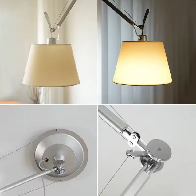 Zoom sur les détails techniques d’une suspension orientable avec bras articulé, alliant robustesse, flexibilité et style épuré.