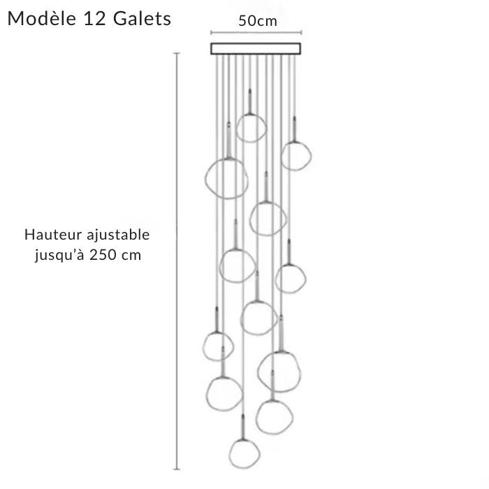 Suspension Lustre Galets Design Effet Miroir