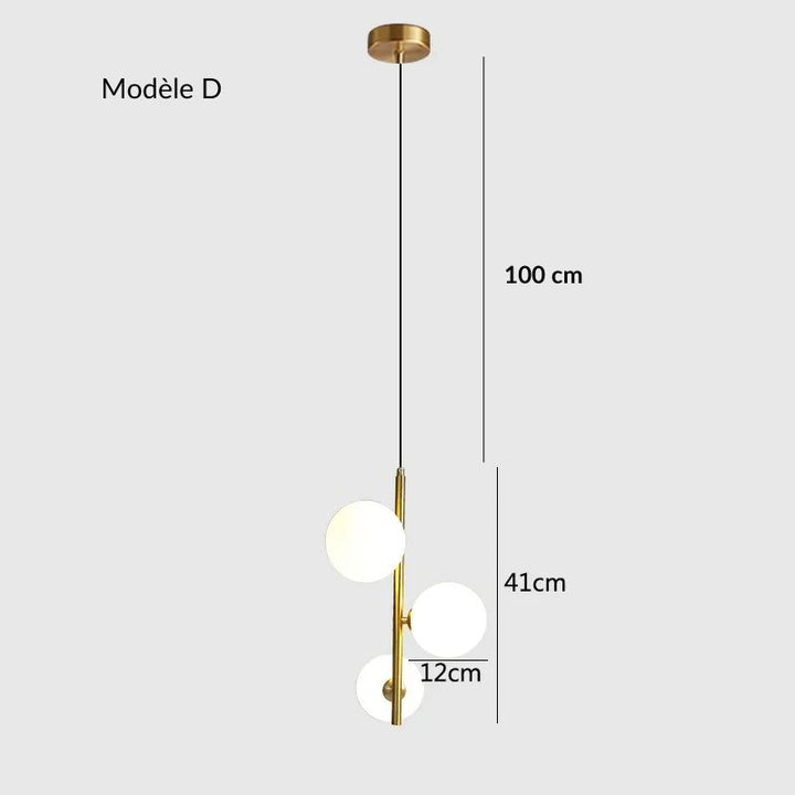 Schéma des dimensions complètes de la suspension multi-globes pour un choix éclairé.