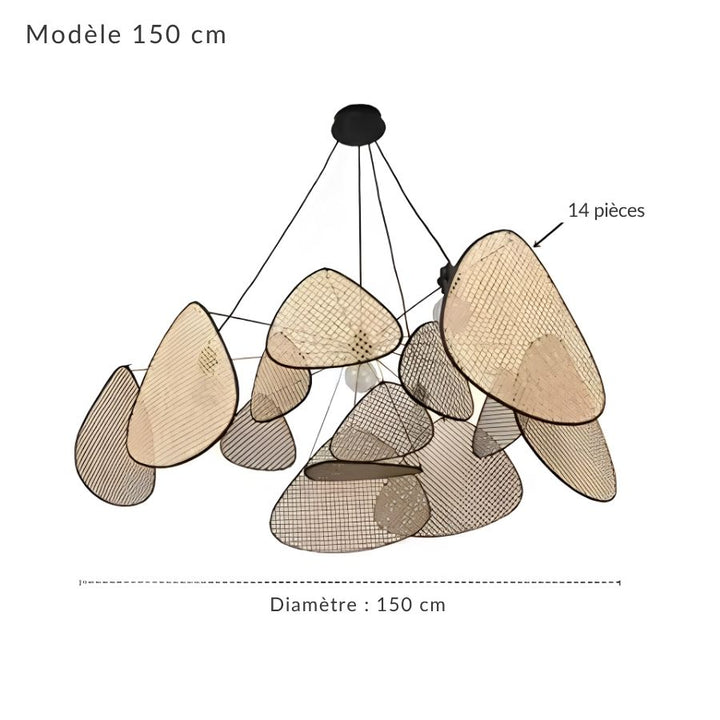Grand modèle de 150 cm composé de 14 pétales tressés, pour une silhouette ample et sculpturale