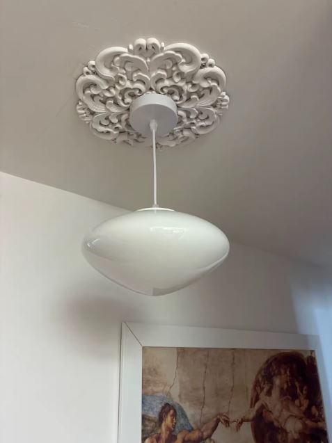 Suspension Elliptique en Verre Opalin