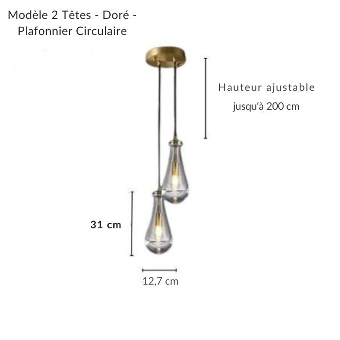 Ensemble de deux suspensions gouttes d'eau finition dorée, idéal pour créer une composition lumineuse unique.