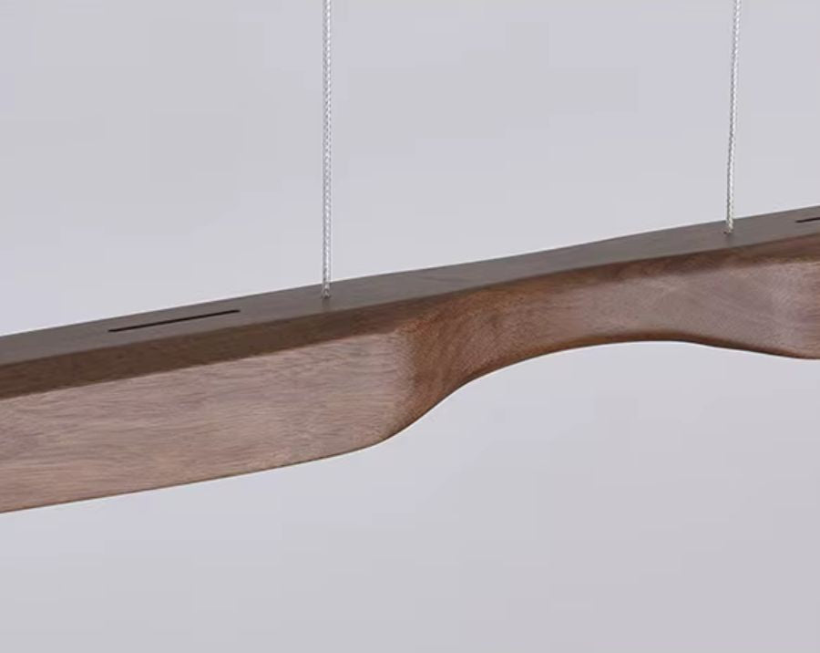 Lustre noyer sculptural LED en bois pour une suspension élégante au style contemporain