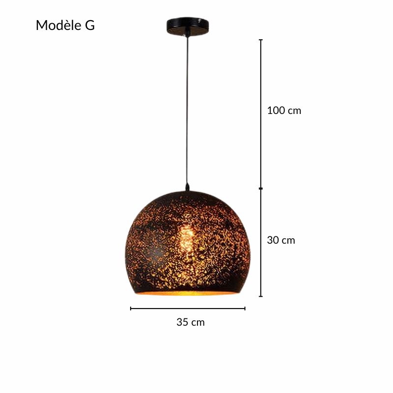 Plan des dimensions de la suspension constellation perforée en métal pour un agencement sur-mesure.