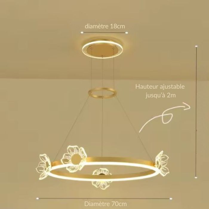 Suspension Anneau Doré et Motifs Aériens