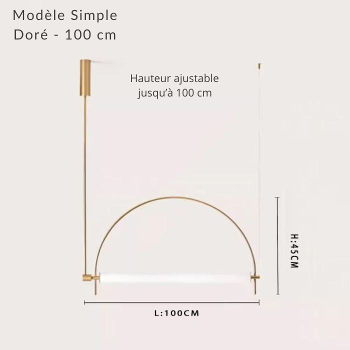 Dimensions suspension barre simple dorée 100 cm, au style chic et raffiné.