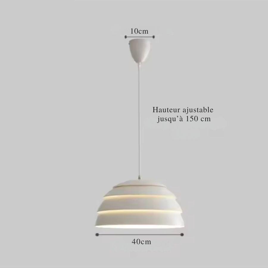 Suspension blanche à abat-jour en strates superposées, design scandinave minimaliste de 40 cm