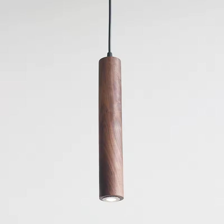 Suspension cylindrique en bois avec éclairage dirigé, au style minimaliste et contemporain