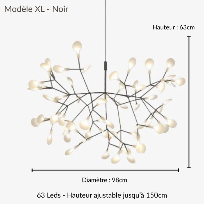 Suspension branche XL noire, silhouette aérienne et minimaliste, idéale pour un intérieur moderne recherchant un effet sculptural.