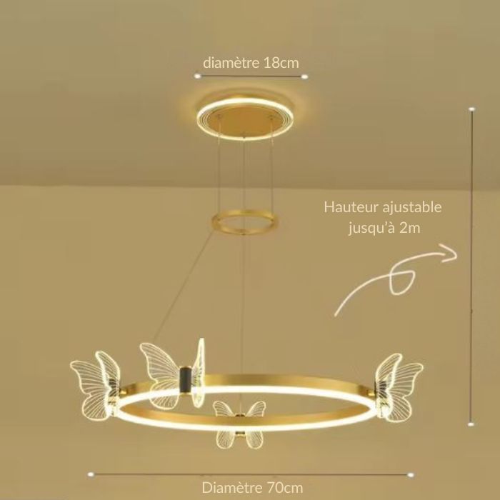 Suspension Anneau Doré et Motifs Aériens
