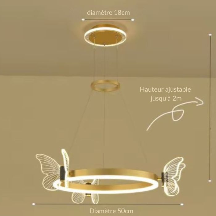 Suspension Anneau Doré et Motifs Aériens