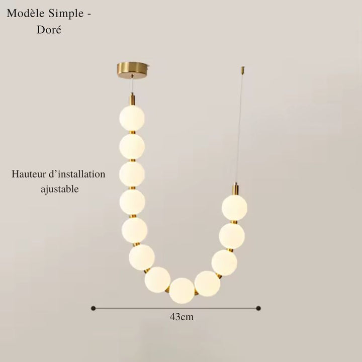 Version simple dorée de 43 cm avec globes lumineux blancs et hauteur d’installation ajustable