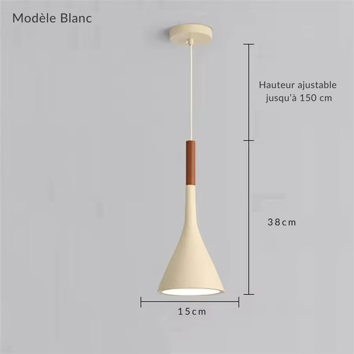 Modèle blanc à silhouette conique allongée, finition épurée et design minimaliste pour intérieur contemporain