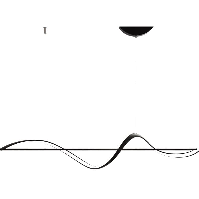 Suspension au design industriel chic avec une barre traversante à ruban ondulé noir mat.