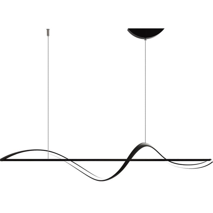 Suspension au design industriel chic avec une barre traversante à ruban ondulé noir mat.