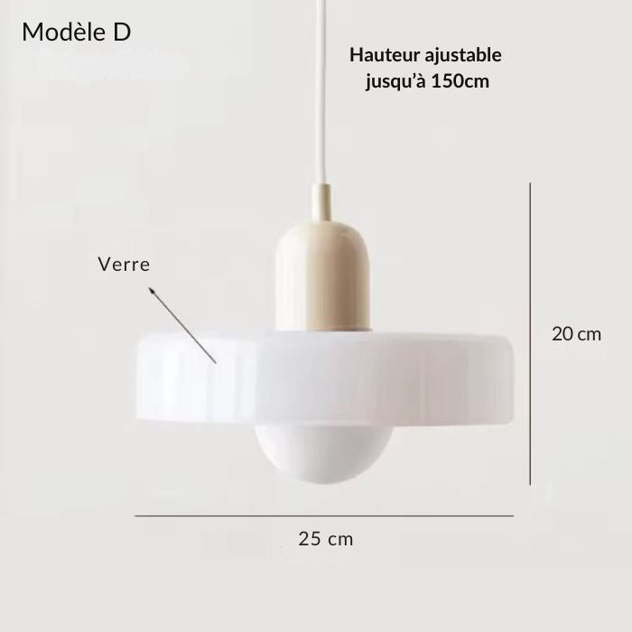 Suspension disque blanche, modèle D au style minimaliste et à l’élégance contemporaine.
