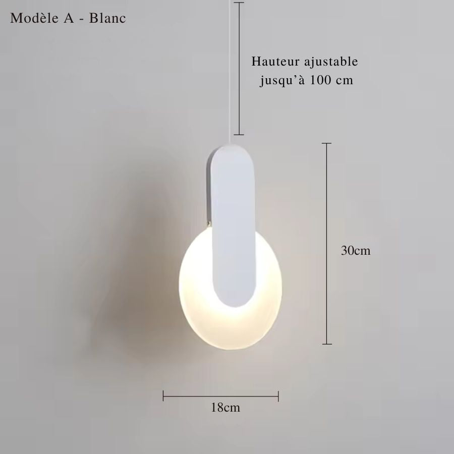 Version blanche du modèle A avec disque lumineux rond et bande verticale au design minimaliste