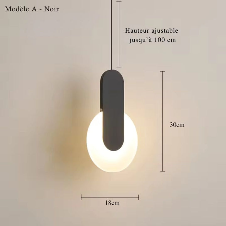 Modèle A noir de la suspension disque lumineux à bande verticale, format compact de 30 cm