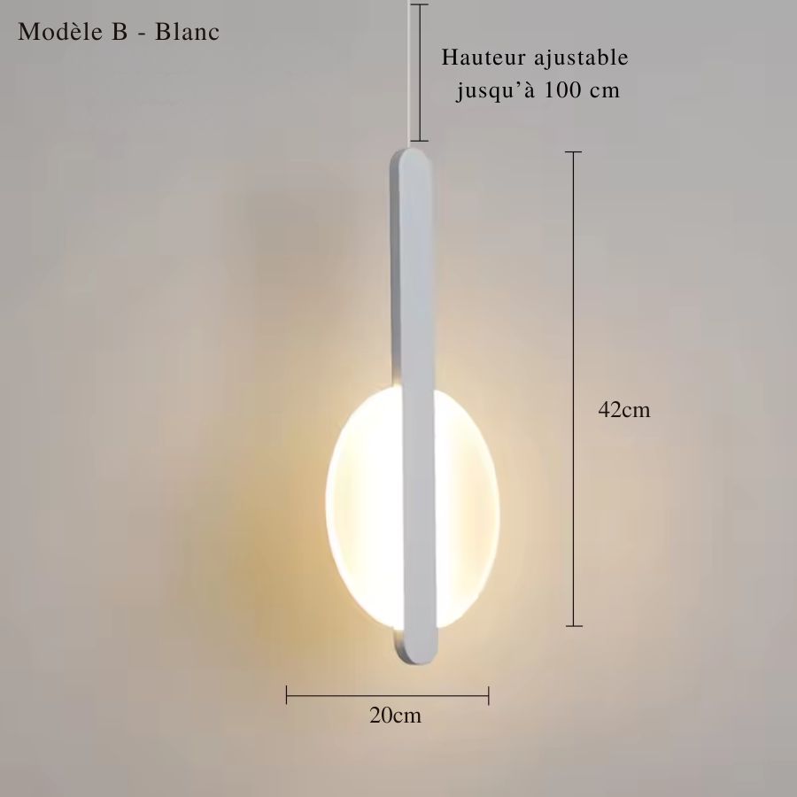 Version blanche du modèle B avec disque lumineux rond et longue bande verticale au style minimaliste