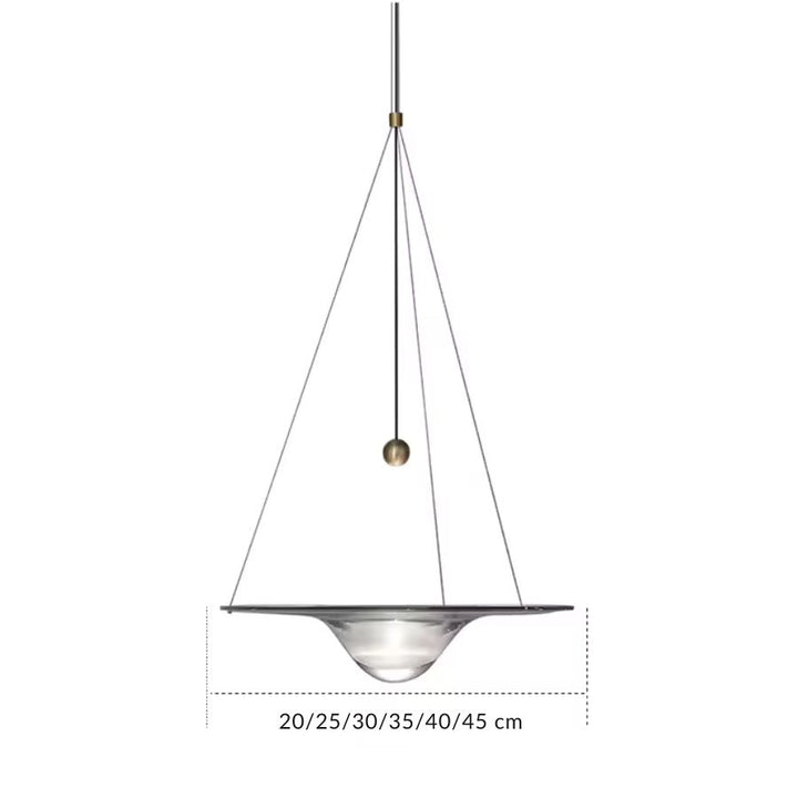 Suspension disque en verre à cœur goutte, disponible en plusieurs diamètres de 20 à 45 cm