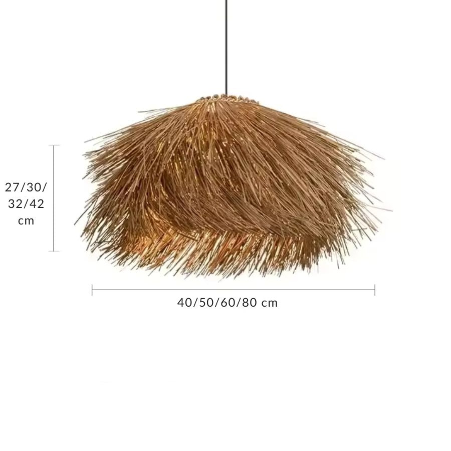 Suspension en paille en forme de chapeau, disponible en plusieurs dimensions de 40 à 80 cm