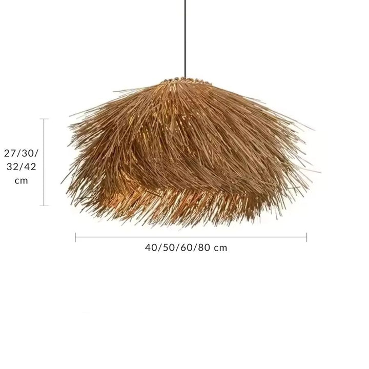 Suspension en paille en forme de chapeau, disponible en plusieurs dimensions de 40 à 80 cm