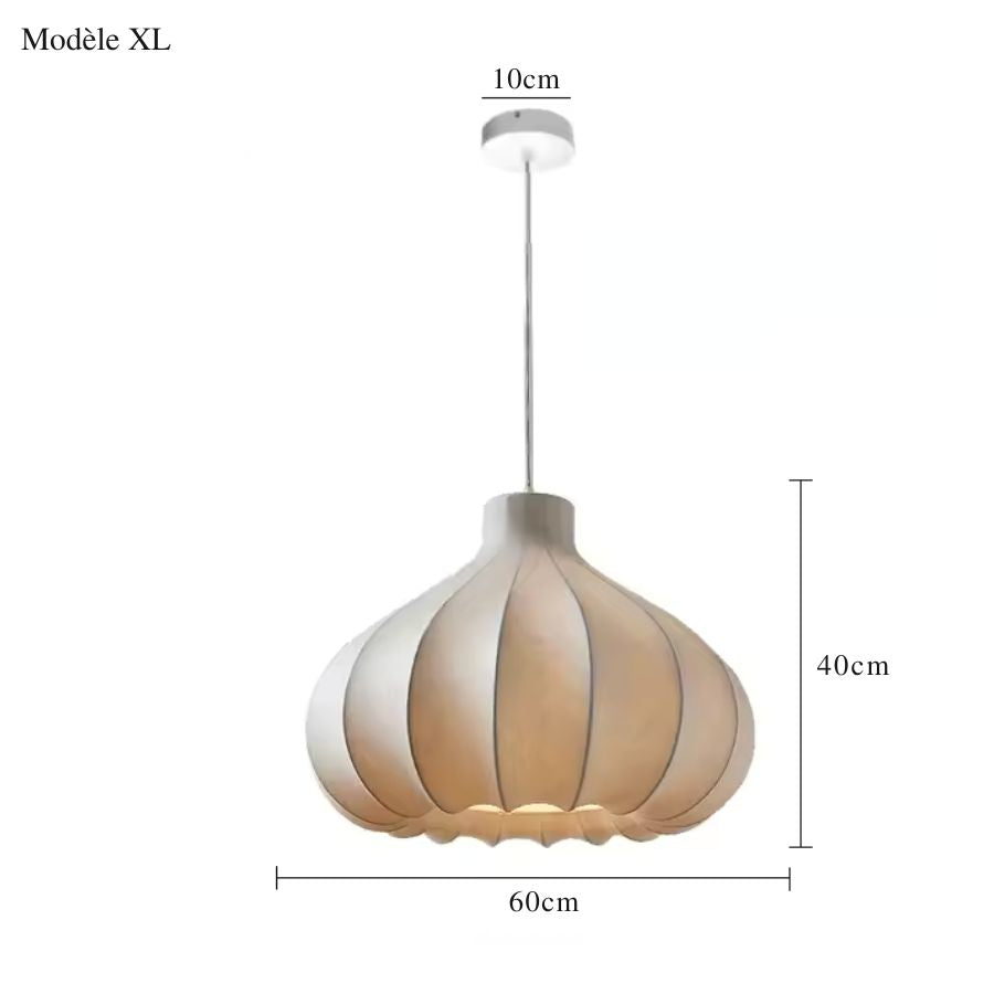 Schéma des mesures de la suspension florale en soie blanche au design organique, modèle XL de 60 cm de large et 40 cm de haut.