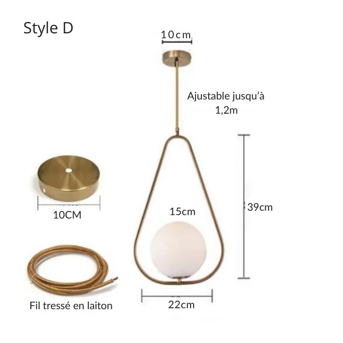 Suspension géométrique blanche et dorée, un luminaire tendance pour sublimer votre intérieur.