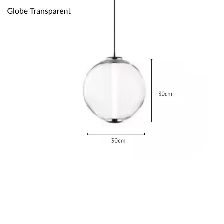 Lampe suspendue ronde en verre transparent de 30 cm avec éclairage vertical intégré au style minimaliste