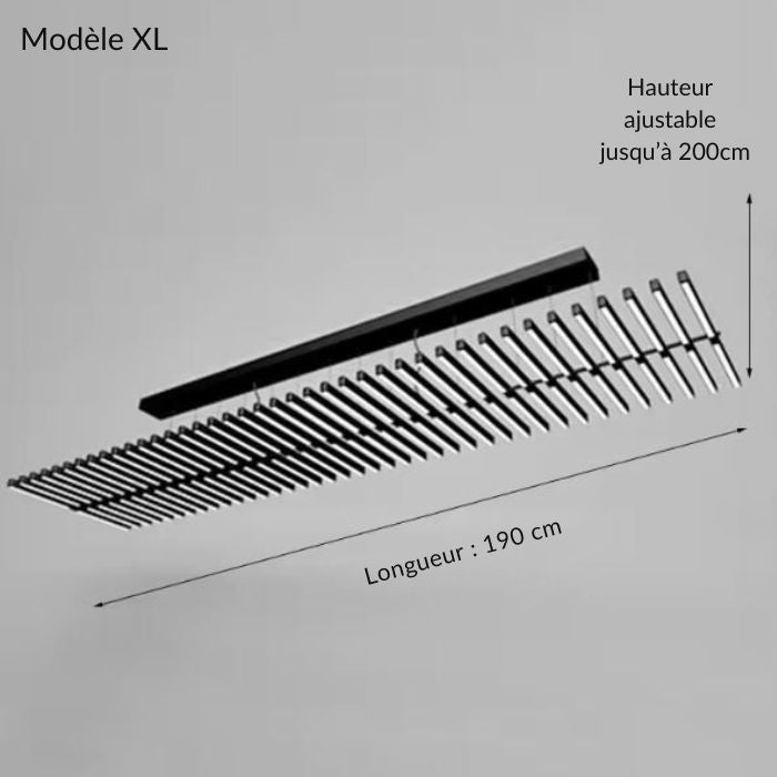 Suspension LED noire modèle XL, version panoramique au look XXL et design avant-gardiste.