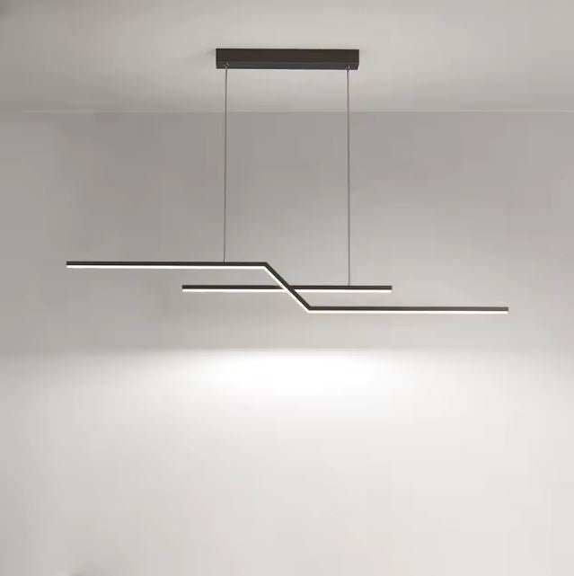 Suspension linéaire moderne avec un design épuré, idéale pour un éclairage contemporain et minimaliste.