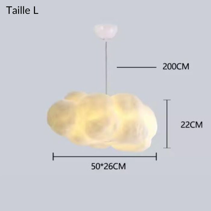 Suspension nuage design taille L, parfaite pour illuminer une pièce avec une touche onirique et cosy.