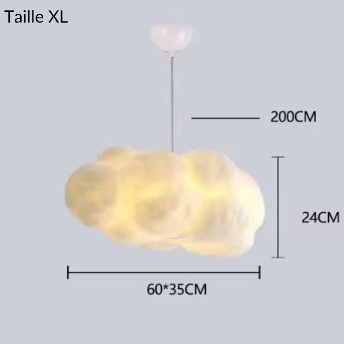 Grande suspension nuage taille XL, idéale pour une décoration spectaculaire et une lumière enveloppante.