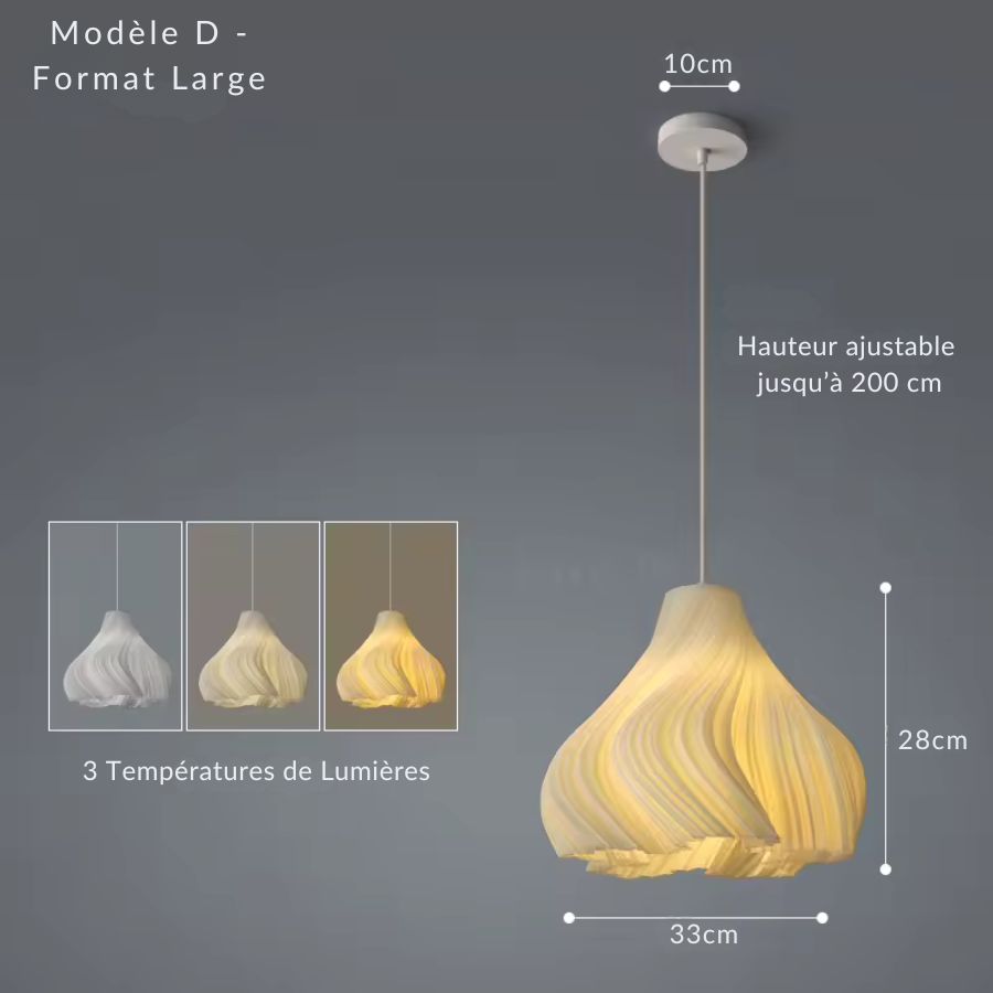 Grand modèle D aux courbes torsadées et enveloppantes, inspiré du design organique et sculptural contemporain