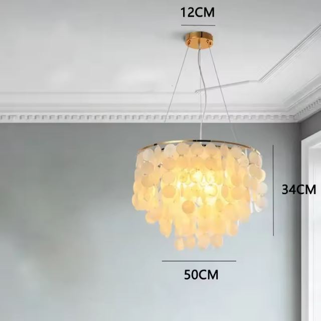 Suspension pampilles en nacre de 50 cm, parfaite pour une lumière douce et une décoration chic et contemporaine.