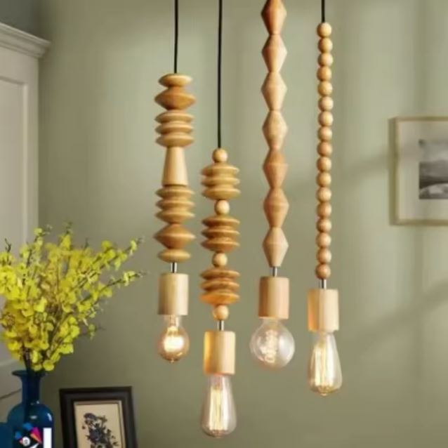 Suspension perle bois au design naturel, idéale pour apporter une touche rustique et chaleureuse à votre intérieur.