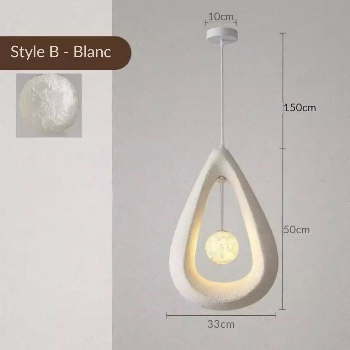 Suspension en plâtre style B blanc, parfaite pour un éclairage raffiné et moderne dans votre intérieur.