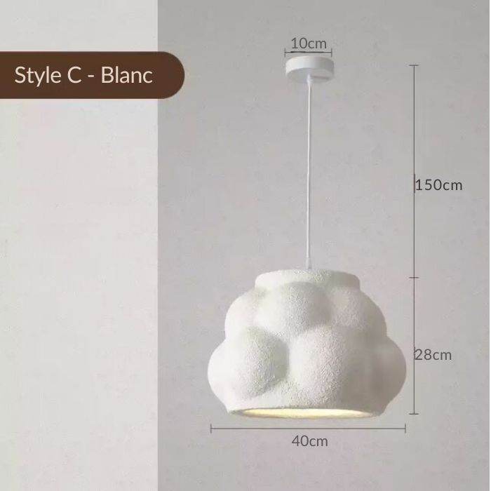 Suspension blanche en plâtre style C, parfaite pour illuminer votre espace avec une touche minimaliste.
