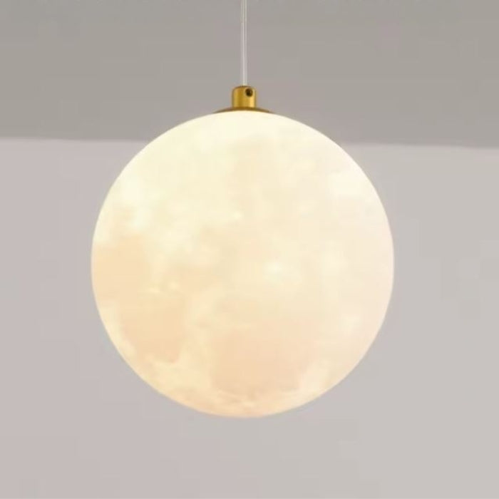 Boule lumineuse effet lune, éclairage LED décoratif moderne.