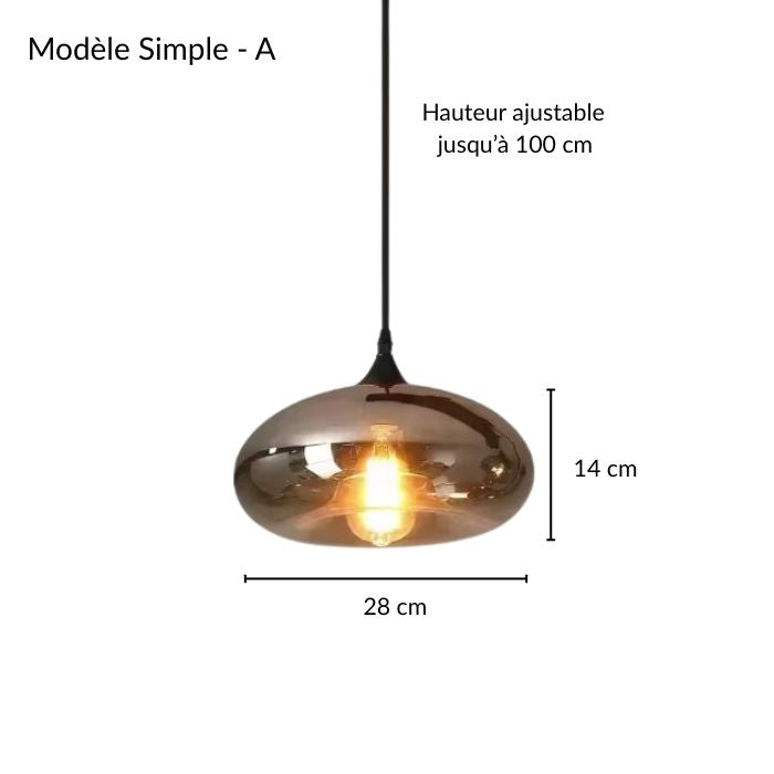 Suspension galet en verre fumé au design contemporain, idéale pour une décoration moderne et raffinée.