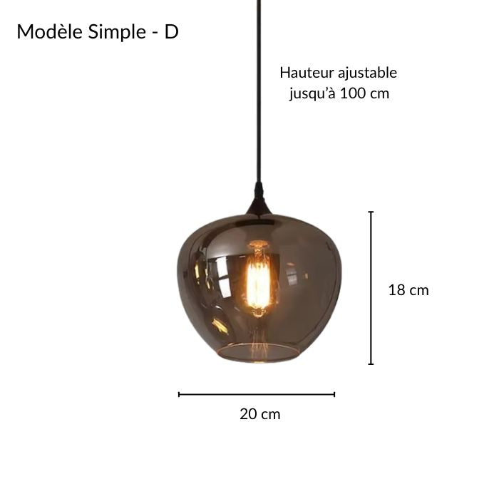 Suspension globe en verre fumé au style contemporain, idéale pour une décoration sobre, chic et intemporelle.