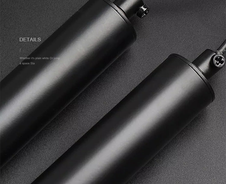 Paire de tubes cylindriques en métal noir mat pour suspension contemporaine.